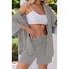 Ekouaer Pajamas for Women Button Up Lounge Set Waffle Knit Loungewear Short Sleeve Pjs 2 Piece Sleepwear Shorts Set Light Grey
