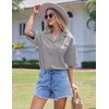 Ekouaer Pajamas for Women Button Up Lounge Set Waffle Knit Loungewear Short Sleeve Pjs 2 Piece Sleepwear Shorts Set Light Grey