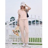Ekouaer Pajamas for Women Set Short Sleeve Lounge Set Jogger Pants Pjs Soft Sleepwear with Pockets S-XXL(Champagne)