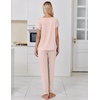 Ekouaer Pajamas for Women Set Short Sleeve Lounge Set Jogger Pants Pjs Soft Sleepwear with Pockets S-XXL(Champagne)