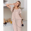 Ekouaer Pajamas for Women Set Short Sleeve Lounge Set Jogger Pants Pjs Soft Sleepwear with Pockets S-XXL(Champagne)