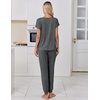 Ekouaer Pajamas for Women Set Short Sleeve Lounge Set Jogger Pants Pjs Soft Sleepwear with Pockets S-XXL(Dark Grey)