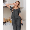 Ekouaer Pajamas for Women Set Short Sleeve Lounge Set Jogger Pants Pjs Soft Sleepwear with Pockets S-XXL(Dark Grey)