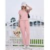 Ekouaer Pajamas for Women Set Short Sleeve Lounge Set Jogger Pants Pjs Soft Sleepwear with Pockets S-XXL(Pink)