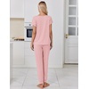 Ekouaer Pajamas for Women Set Short Sleeve Lounge Set Jogger Pants Pjs Soft Sleepwear with Pockets S-XXL(Pink)