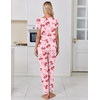 Ekouaer Pajamas for Women Set Short Sleeve Lounge Set Jogger Pants Pjs Soft Sleepwear with Pockets S-XXL(Pink Bow Knot)