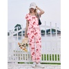 Ekouaer Pajamas for Women Set Short Sleeve Lounge Set Jogger Pants Pjs Soft Sleepwear with Pockets S-XXL(Pink Bow Knot)
