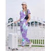 Ekouaer Pajamas for Women Set Short Sleeve Lounge Set Jogger Pants Pjs Soft Sleepwear with Pockets S-XXL(Tie-dye Purple)