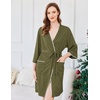 Ekouaer Robes for Women Ribbed Knit Bathrobe Soft Lightweight Knee Length Kimono Robe Ladies Sleepwear with Pockets S-XXL(Army Green)