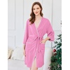 Ekouaer Robes for Women Ribbed Knit Bathrobe Soft Lightweight Knee Length Kimono Robe Ladies Sleepwear with Pockets S-XXL(Gray Purple)