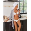 Ekouaer Robes for Women Ribbed Knit Bathrobe Soft Lightweight Knee Length Kimono Robe Ladies Sleepwear with Pockets S-XXL(Light Grey)