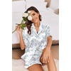 Ekouaer Satin Pajama Set for Women Button Down Silk 2 Piece Pj Sets Ruffle Short Sleeve Sleepwear(Blue Hydrangea)