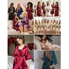 Ekouaer Silk Robes for Women Short Lightweight Bathrobe Ruffled Satin Kimono Robes Sexy Bride Bridesmaid Sleepwear(Blue)