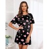 Ekouaer Sleep Shirts for Women Short Sleeve Night Shirts for Sleeping Pullover Nightgown Soft Nightdress S-XXXL(Black Pink Hearts)