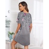 Ekouaer Sleep Shirts for Women Short Sleeve Night Shirts for Sleeping Pullover Nightgown Soft Nightdress S-XXXL(Light Grey Pink Florals)