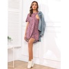 Ekouaer Sleep Shirts for Women Short Sleeve Night Shirts for Sleeping Pullover Nightgown Soft Nightdress S-XXXL(Pink Leopard)
