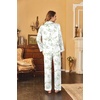 Ekouaer Women’s Classic Button Down Long Satin Silk Pajama Set(Green Leaf Print)