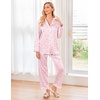 Ekouaer Women’s Classic Button Down Long Satin Silk Pajama Set(Pink Heart Print)