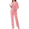 Ekouaer Womens Pajamas Set 2 Piece Button Down Pjs Soft Long Sleeve Top and Pants Sleepwear Set Lounge Sets(Big Pink Flowers)