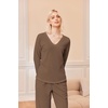 Ekouaer Women’s Pajamas Set 2 Piece Fuzzy Lounge Set Long Sleeve Sleepwear Fall Winter Loungewear Outfits Matching Clothes(Brown)