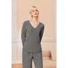 Ekouaer Women’s Pajamas Set 2 Piece Fuzzy Lounge Set Long Sleeve Sleepwear Fall Winter Loungewear Outfits Matching Clothes(Grey)
