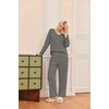 Ekouaer Women’s Pajamas Set 2 Piece Fuzzy Lounge Set Long Sleeve Sleepwear Fall Winter Loungewear Outfits Matching Clothes(Grey)