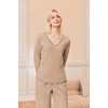 Ekouaer Women’s Pajamas Set 2 Piece Fuzzy Lounge Set Long Sleeve Sleepwear Fall Winter Loungewear Outfits Matching Clothes(Khaki)