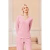Ekouaer Women’s Pajamas Set 2 Piece Fuzzy Lounge Set Long Sleeve Sleepwear Fall Winter Loungewear Outfits Matching Clothes(Pink)