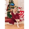 Ekouaer Women’s Pajamas Set 2 Piece Fuzzy Lounge Set Long Sleeve Sleepwear Fall Winter Loungewear Outfits Matching Clothes(Wine Red)