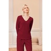 Ekouaer Women’s Pajamas Set 2 Piece Fuzzy Lounge Set Long Sleeve Sleepwear Fall Winter Loungewear Outfits Matching Clothes(Wine Red)