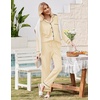 Ekouaer Womens Pajamas Set Cotton Long Sleeve Button Down Sleepwear Top and Long Pants Soft 2 Piece Pjs Lounge Set S-XXL(Apricot)