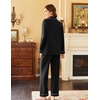 Ekouaer Womens Pajamas Set Cotton Long Sleeve Button Down Sleepwear Top and Long Pants Soft 2 Piece Pjs Lounge Set S-XXL(Black)