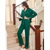 Ekouaer Womens Pajamas Set Cotton Long Sleeve Button Down Sleepwear Top and Long Pants Soft 2 Piece Pjs Lounge Set S-XXL(Green)