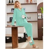 Ekouaer Womens Pajamas Set Cotton Long Sleeve Button Down Sleepwear Top and Long Pants Soft 2 Piece Pjs Lounge Set S-XXL(Ice Green)