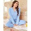 Ekouaer Womens Pajamas Set Cotton Long Sleeve Button Down Sleepwear Top and Long Pants Soft 2 Piece Pjs Lounge Set S-XXL(Light Blue)