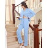 Ekouaer Womens Pajamas Set Cotton Long Sleeve Button Down Sleepwear Top and Long Pants Soft 2 Piece Pjs Lounge Set S-XXL(Light Blue)