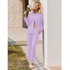 Ekouaer Womens Pajamas Set Cotton Long Sleeve Button Down Sleepwear Top and Long Pants Soft 2 Piece Pjs Lounge Set S-XXL(Lilac)