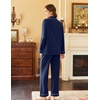 Ekouaer Womens Pajamas Set Cotton Long Sleeve Button Down Sleepwear Top and Long Pants Soft 2 Piece Pjs Lounge Set S-XXL(Navy)