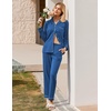 Ekouaer Womens Pajamas Set Cotton Long Sleeve Button Down Sleepwear Top and Long Pants Soft 2 Piece Pjs Lounge Set S-XXL(Navy Blue)