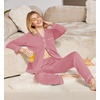Ekouaer Womens Pajamas Set Cotton Long Sleeve Button Down Sleepwear Top and Long Pants Soft 2 Piece Pjs Lounge Set S-XXL(Purple Red)