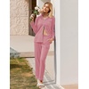 Ekouaer Womens Pajamas Set Cotton Long Sleeve Button Down Sleepwear Top and Long Pants Soft 2 Piece Pjs Lounge Set S-XXL(Purple Red)