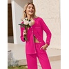 Ekouaer Womens Pajamas Set Cotton Long Sleeve Button Down Sleepwear Top and Long Pants Soft 2 Piece Pjs Lounge Set S-XXL(Rose)