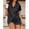 Ekouaer Women’s Satin Pajamas Set 2 piece Silky Sleepwear Buttton Down Short Sleeves Top and Shorts Pj Set S-XXL(Black)