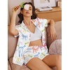 Ekouaer Women’s Satin Pajamas Set 2 piece Silky Sleepwear Buttton Down Short Sleeves Top and Shorts Pj Set S-XXL(Colorful Bows)