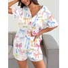 Ekouaer Women’s Satin Pajamas Set 2 piece Silky Sleepwear Buttton Down Short Sleeves Top and Shorts Pj Set S-XXL(Colorful Bows)