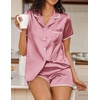 Ekouaer Women’s Satin Pajamas Set 2 piece Silky Sleepwear Buttton Down Short Sleeves Top and Shorts Pj Set S-XXL(Dusty Rose)