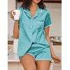 Ekouaer Women’s Satin Pajamas Set 2 piece Silky Sleepwear Buttton Down Short Sleeves Top and Shorts Pj Set S-XXL(Green)
