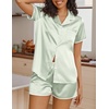 Ekouaer Women’s Satin Pajamas Set 2 piece Silky Sleepwear Buttton Down Short Sleeves Top and Shorts Pj Set S-XXL(Light Green)
