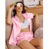 Ekouaer Women’s Satin Pajamas Set 2 piece Silky Sleepwear Buttton Down Short Sleeves Top and Shorts Pj Set S-XXL(Pink)