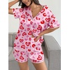 Ekouaer Women’s Satin Pajamas Set 2 piece Silky Sleepwear Buttton Down Short Sleeves Top and Shorts Pj Set S-XXL(Pink Leopard)